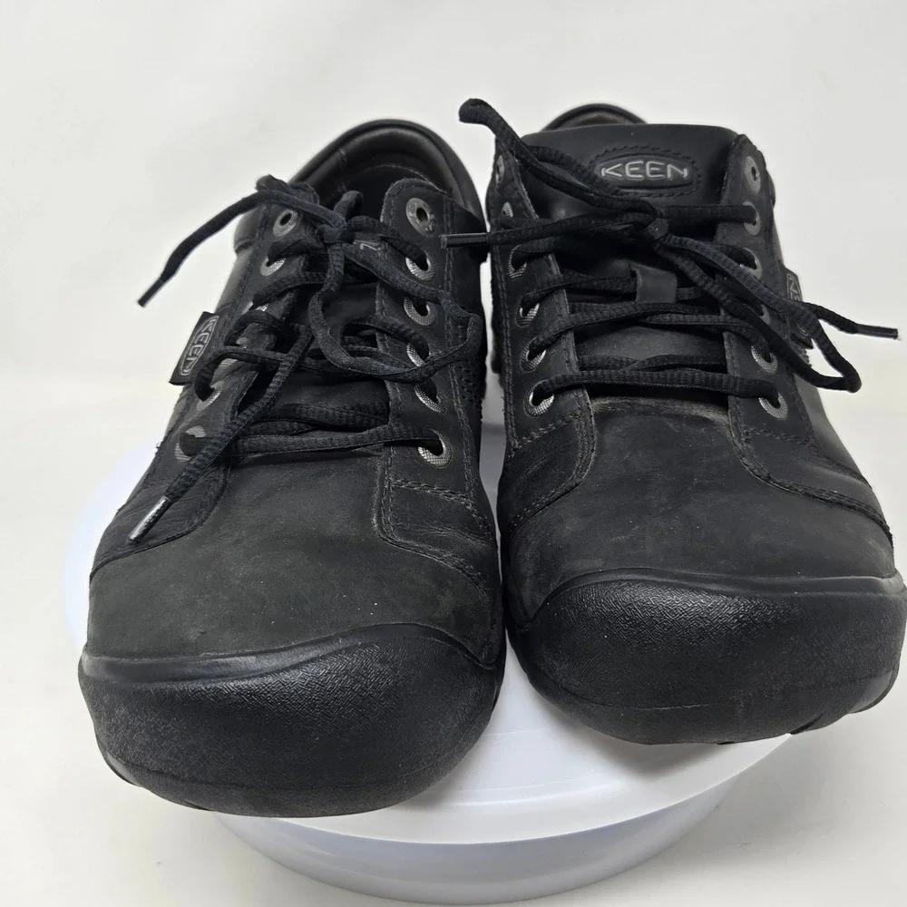 Keen Presidio Black Leather Oxford Walking Shoes Mens Low Top Sneakers